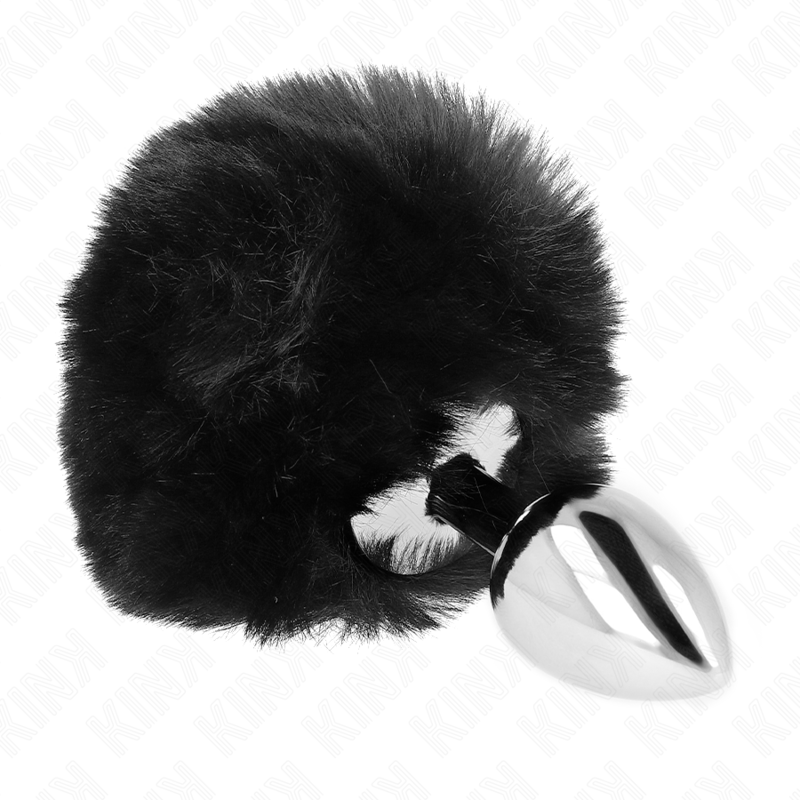 7 x 3 cm stainless steel plug with 8 cm black faux fur rabbit tail