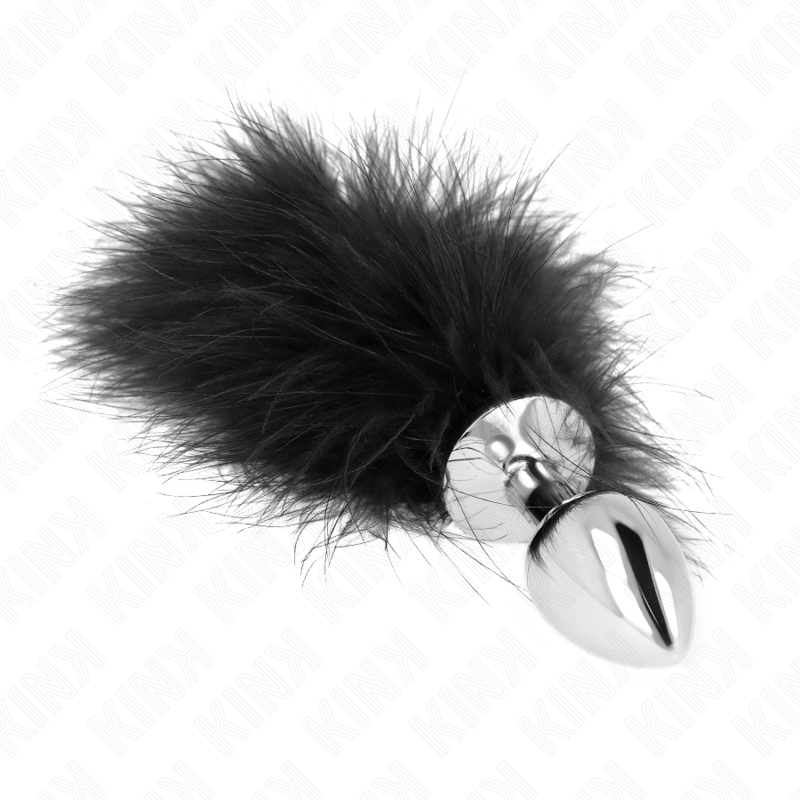 Stainless steel anal plug 11 x 7 cm with feather 11 cm