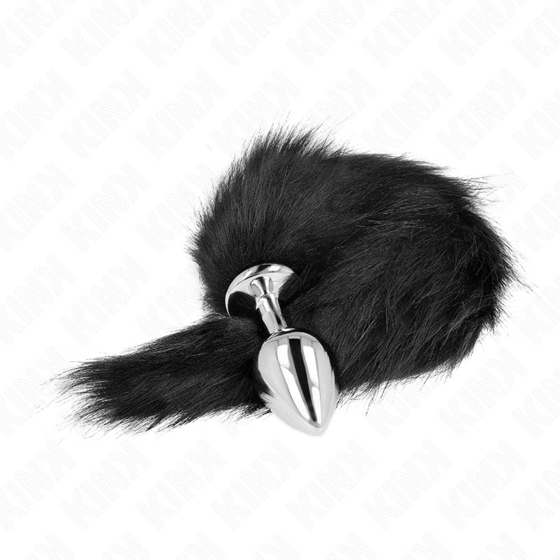 Anal plug size m 8 x 3.5 cm with synthetic tail 40 cm black