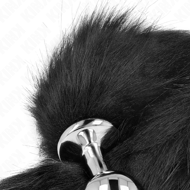 Anal plug size m 8 x 3.5 cm with synthetic tail 40 cm black