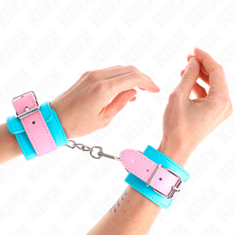 KINK - CUTE WRAPS - ADJUSTABLE BLUE/PINK WRISTBANDS 16-28 CM X 5 CM