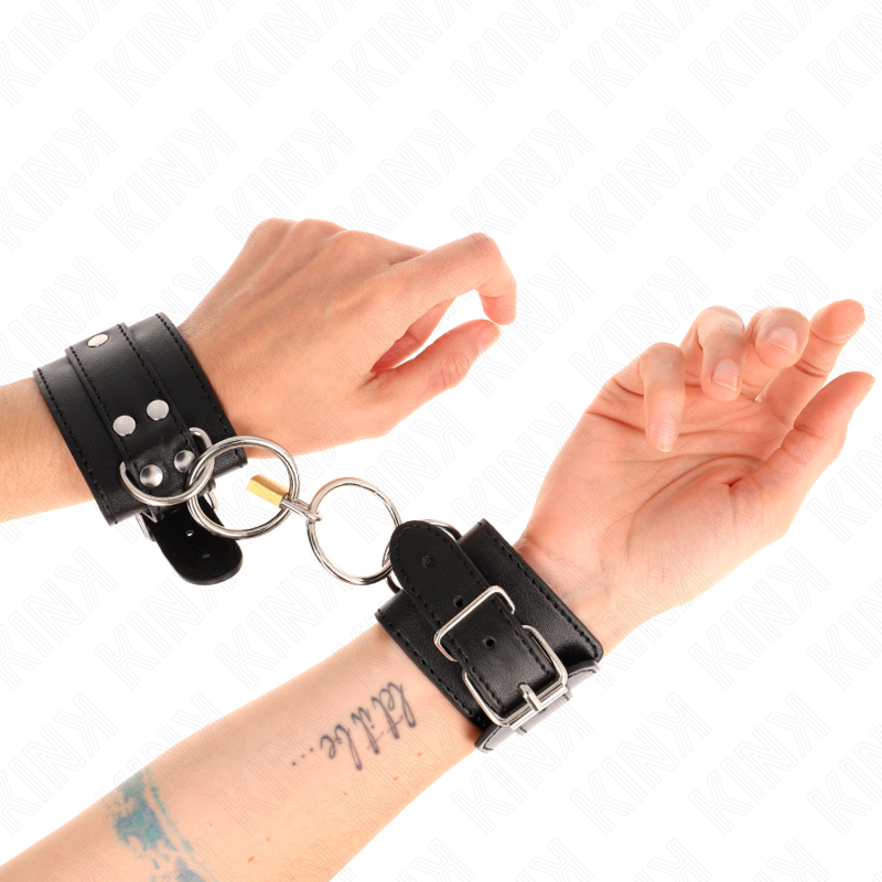 Adjustable Black O-Ring Locking Wristbands 20-28cm x 5.5cm