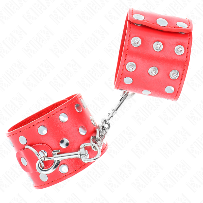 Wrist restraints with full red rivet snap closure adjustable 19-24 cm x 5.5 cm
