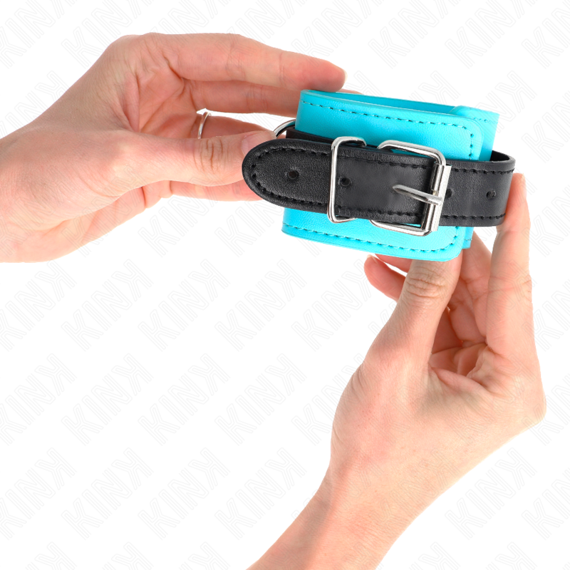 Adjustable Blue Fur Lined Hook Wristbands 20-28cm x 5.5cm