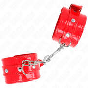 Adjustable red shiny cuffs 23-33 cm