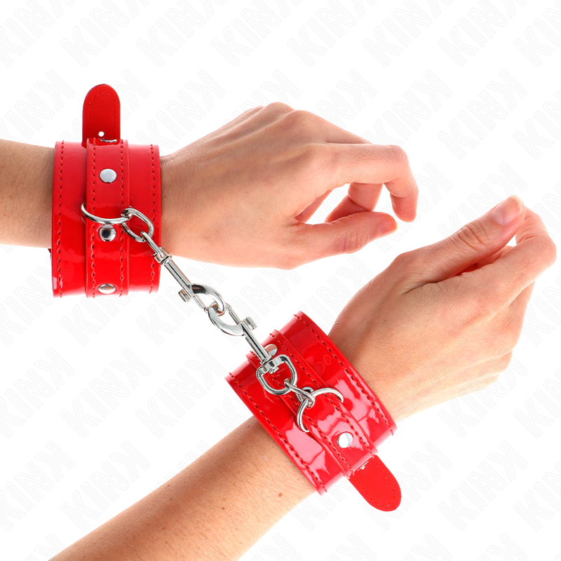 Adjustable red shiny cuffs 23-33 cm