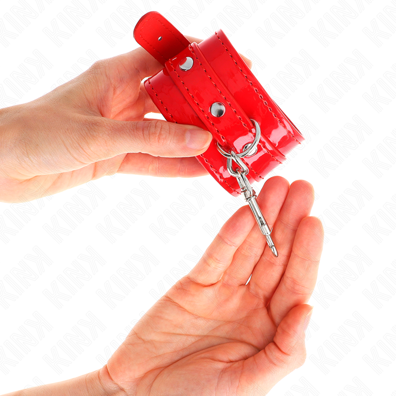 Adjustable red shiny cuffs 23-33 cm