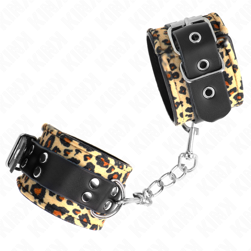 KINK - ADJUSTABLE GENUINE LEOPARD LEATHER WRIST RESTRAINT 18-29 CM X 5.5 CM