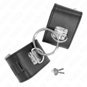 Fixed wrist restraints with ring and adjustable black padlock closure 16-23 cm x 5.5 cm