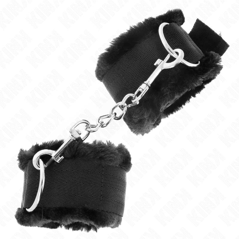 KINK - ADJUSTABLE BLACK FUR-LINED WRIST RESTS 17-31 CM X 7 CM