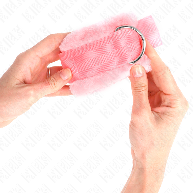 Adjustable pink fur lined wrist rests 17-31 cm x 7 cm