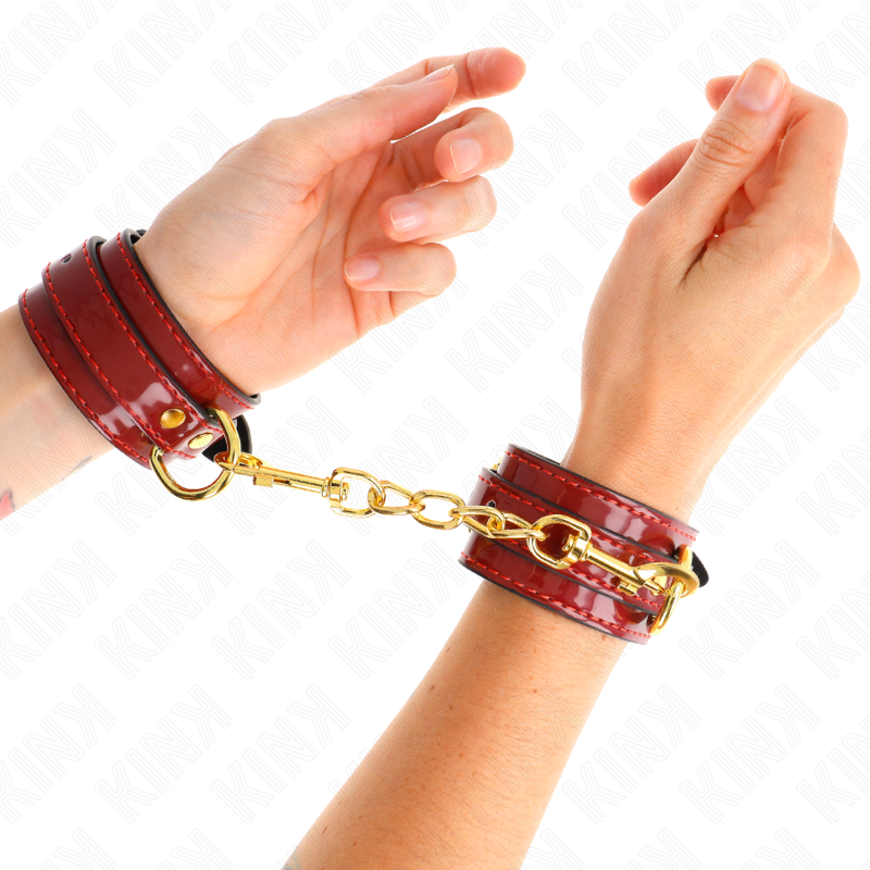 Joanna Angel Red Adjustable Cuffs with Gold Chain 16.5-26cm x 4cm
