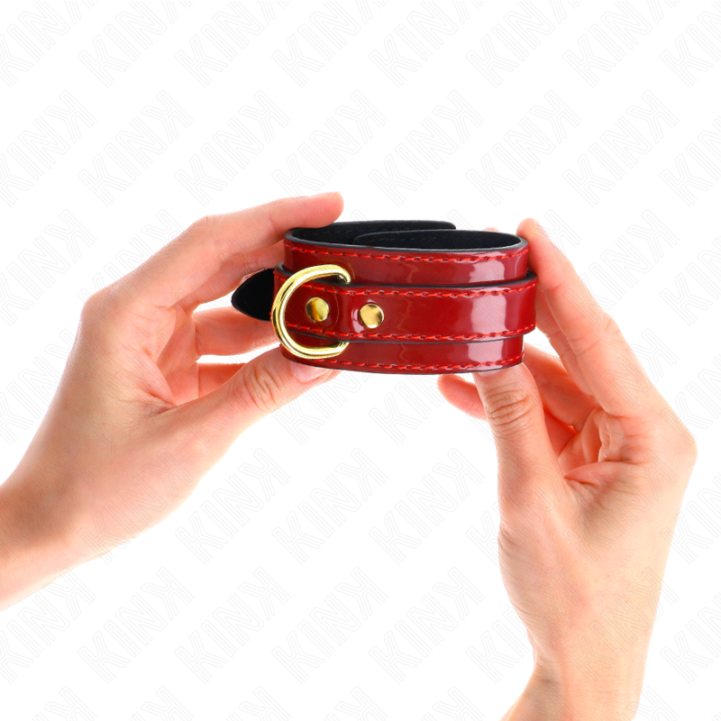 Joanna Angel Red Adjustable Cuffs with Gold Chain 16.5-26cm x 4cm