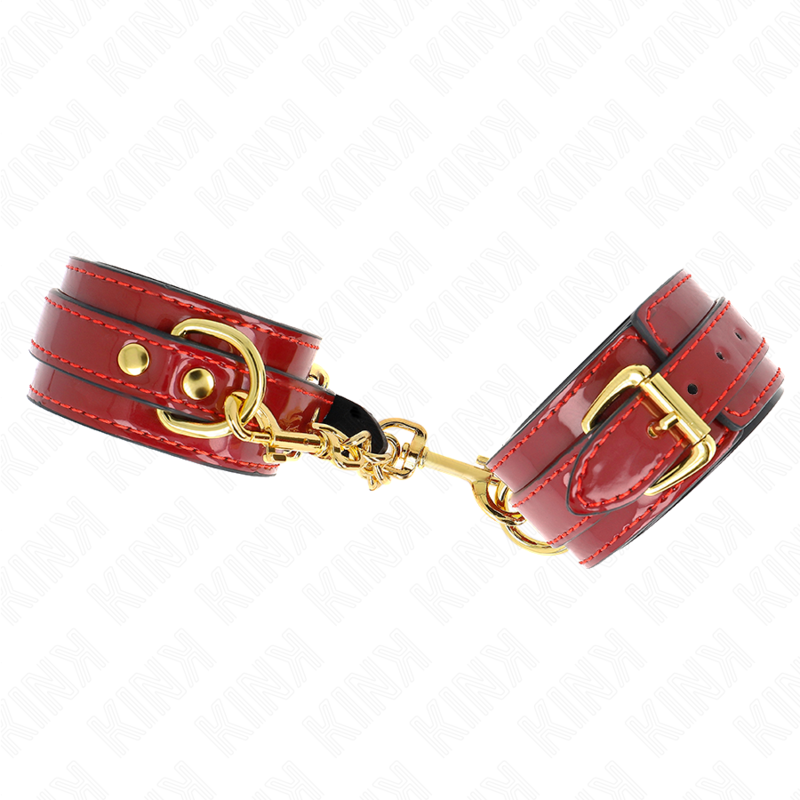 Joanna Angel Red Adjustable Cuffs with Gold Chain 16.5-26cm x 4cm