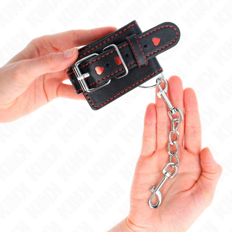 Black wrist rest with red heart inlay adjustable 21-28 cm x 5.5 cm