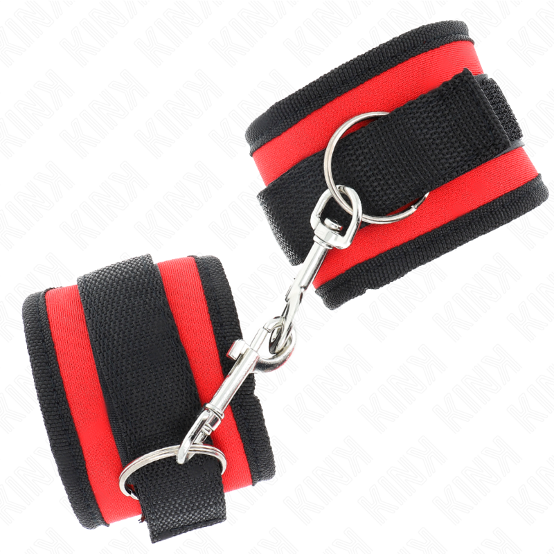 Red-Black Nylon Hook and Loop Wrist Braces Model 2 Adjustable 18-35cm x 6cm