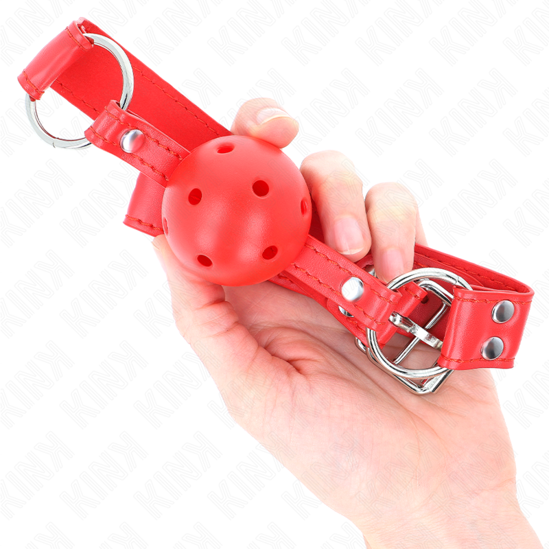 Red Hollow Hard Ball Gag Complete 62 x 2 cm