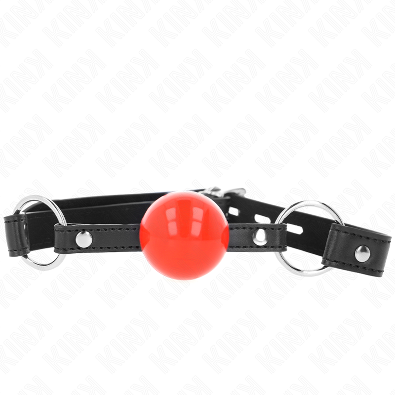 KINK - 4 CM BALL GAG WITH RED BALL LOCK, BLACK BRACELET 60 x 2 CM