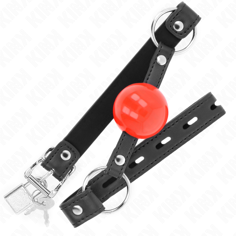 Ball gag 4 cm with red ball lock black strap 60 x 2 cm
