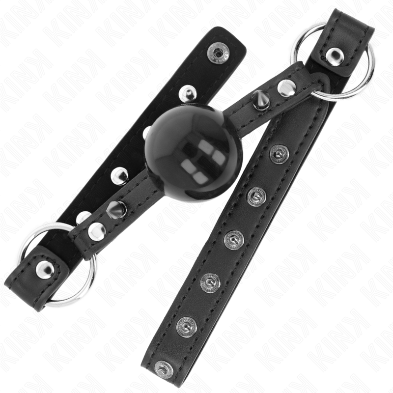 Ball gag 4 cm with rivet tip and snap lock 65 x 2 cm