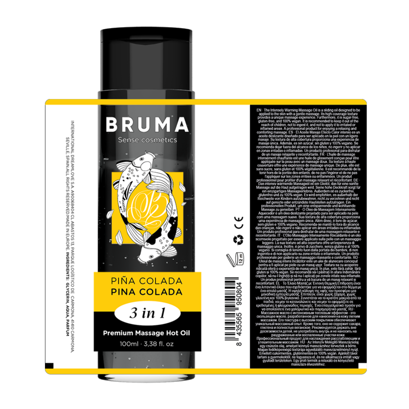 BRUMA - PREMIUM WARMING MASSAGE OIL, PINA COLADA FLAVOR, 3 IN 1 - 100 ML