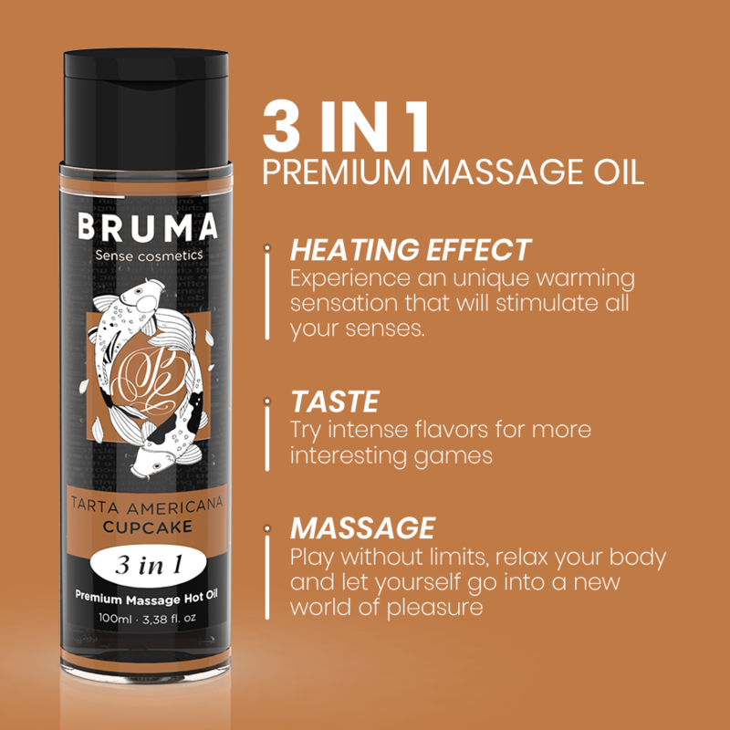 BRUMA - PREMIUM WARMING MASSAGE OIL, CUPCAKE FLAVOR, 3 IN 1 - 100 ML