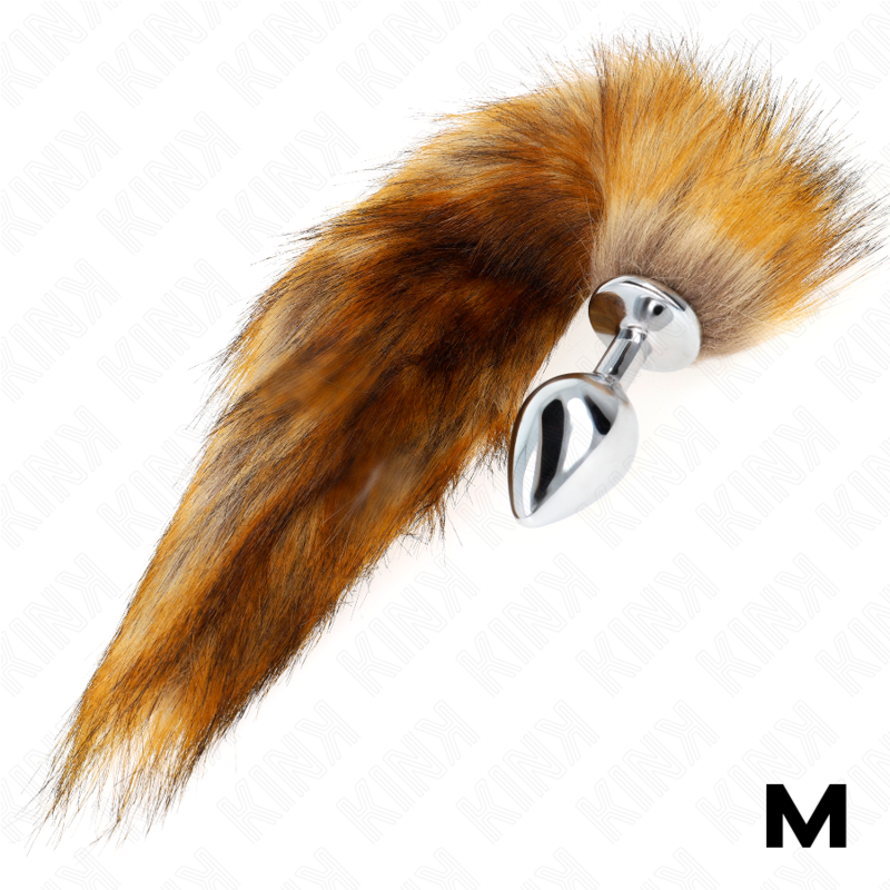 Anal plug size m 8 x 3.5 cm with synthetic tail 40 cm brown