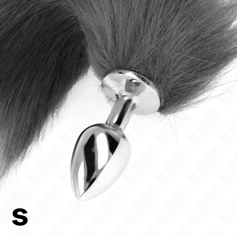 KINK - ANAL PLUG SIZE S 7 X 3 CM WITH 40 CM SYNTHETIC TAIL GREY AND WHITE