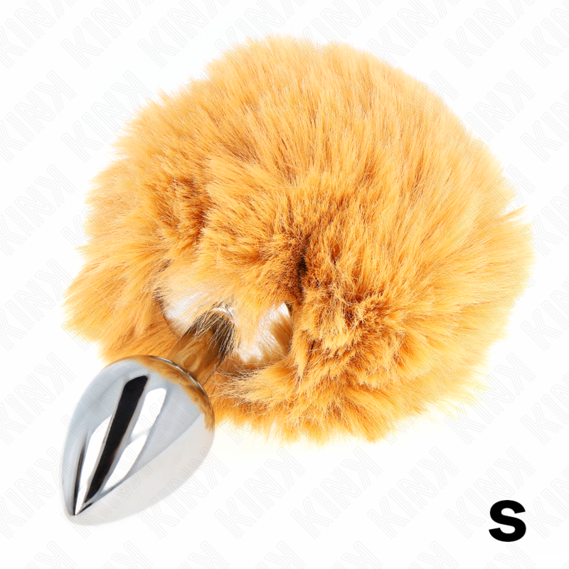7 x 3 cm stainless steel plug with 8 cm beige faux fur rabbit tail