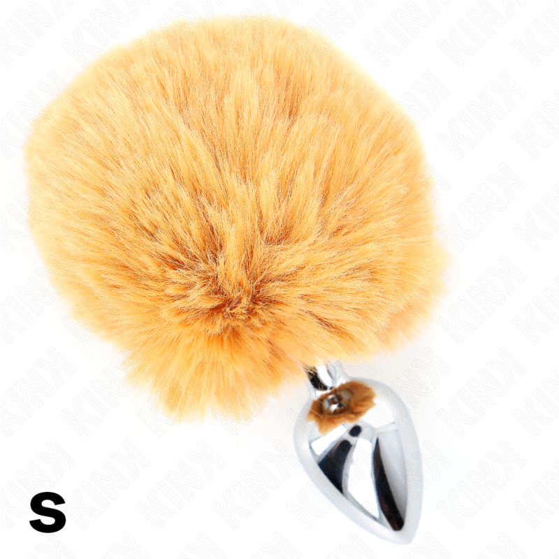 KINK - STAINLESS STEEL BOTTLE STOPPER 7 x 3 CM WITH BEIGE FAUX FUR RABBIT TAIL 8 CM