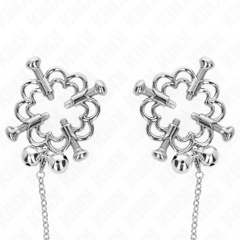 KINK - METAL FLOWER-SHAPED EARRINGS WITH CHAIN