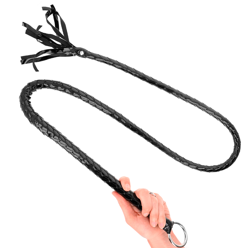 Long shiny PVC whip 138 cm