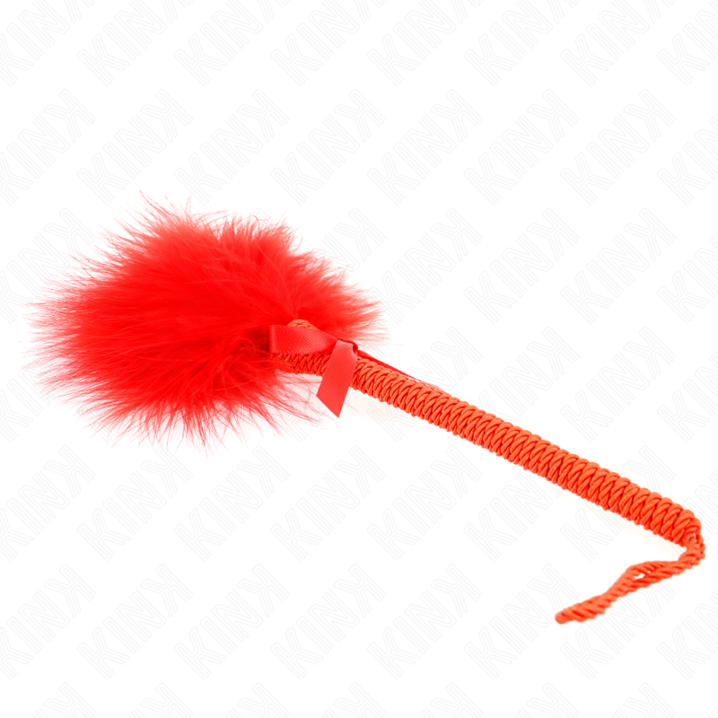 Nylon Rope Wand with Tickle Feathers and Red Bow 25cm