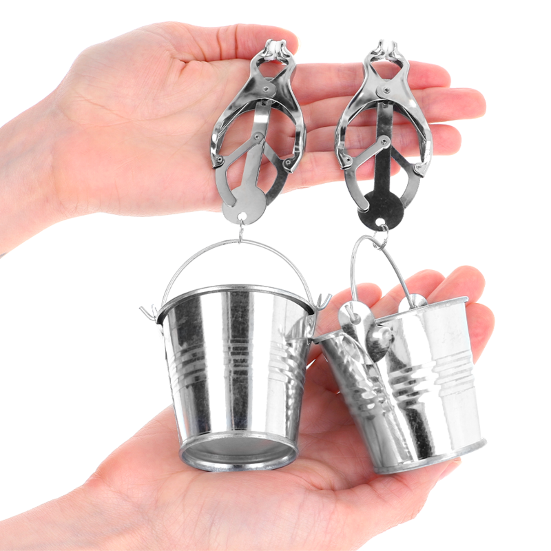 KINK - JAPANESE CLOVER NIPPLE CLAMPS WITH SILVER BUCKET