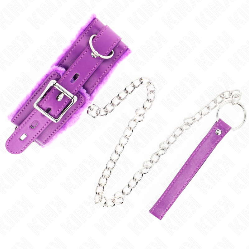 Collar with leash 65 cm with restrictions purple 36-42 cm x 5.5 cm