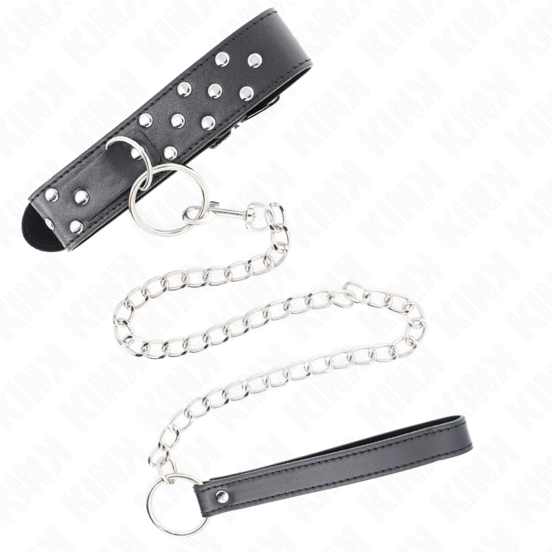 Ring rivet necklace with belt 65 cm black adjustable 36-50 cm x 3.8 cm