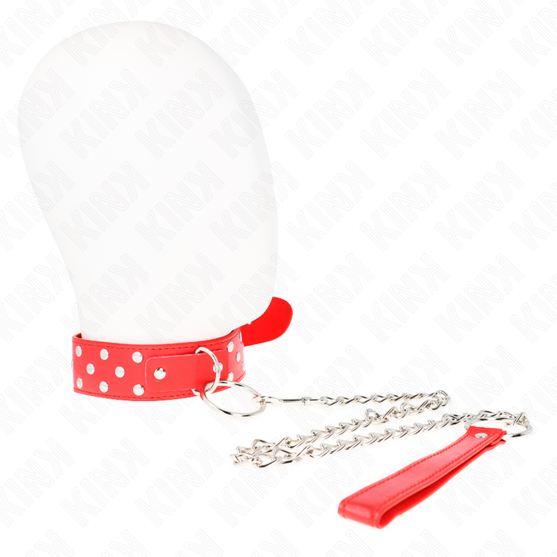 Ring rivet necklace with belt 65 cm red adjustable 36-50 cm x 3.8 cm