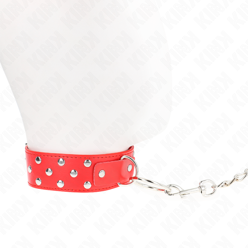 Ring rivet necklace with belt 65 cm red adjustable 36-50 cm x 3.8 cm