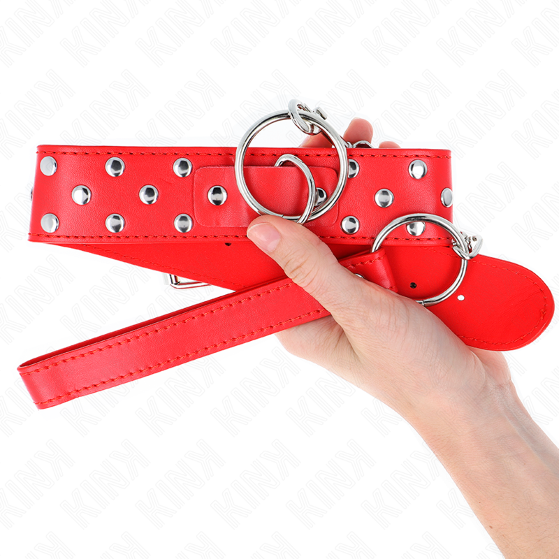 Ring rivet necklace with belt 65 cm red adjustable 36-50 cm x 3.8 cm
