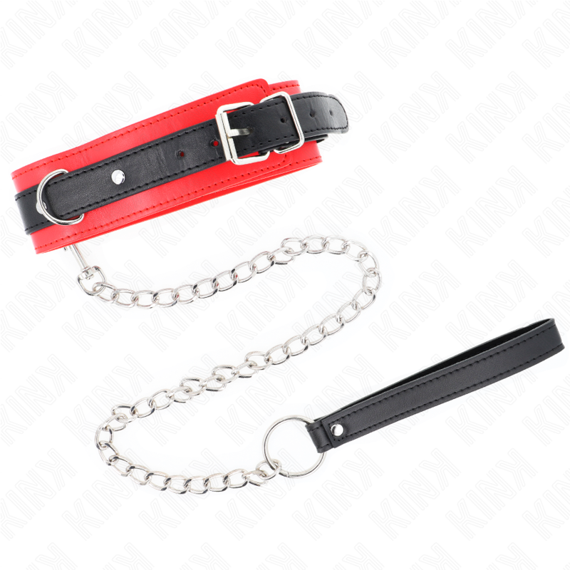 KINK - BASIC COLLAR WITH 65 CM LEASH, MODEL 3, RED, 53 X 5 CM