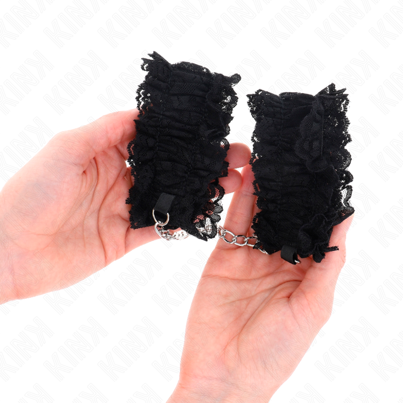Black lace elastic wrist ties