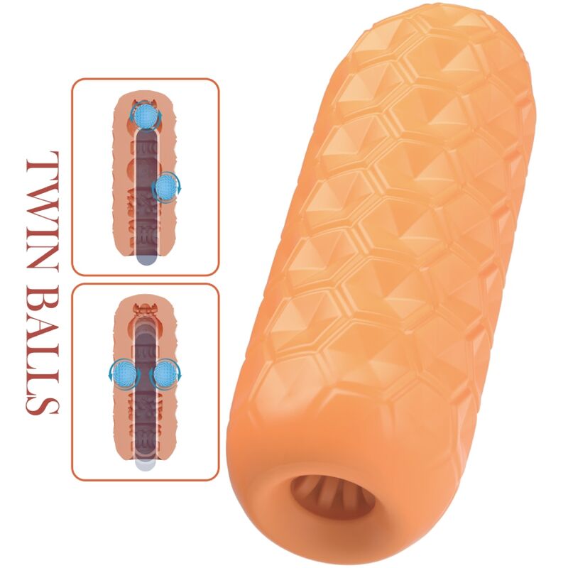 PRETTY LOVE - TWO-BALL ORANGE MALE MASTURBATOR