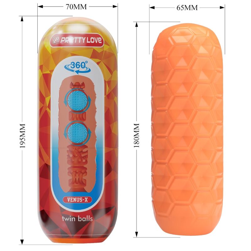 Orange Dual Ball Male Masturbator