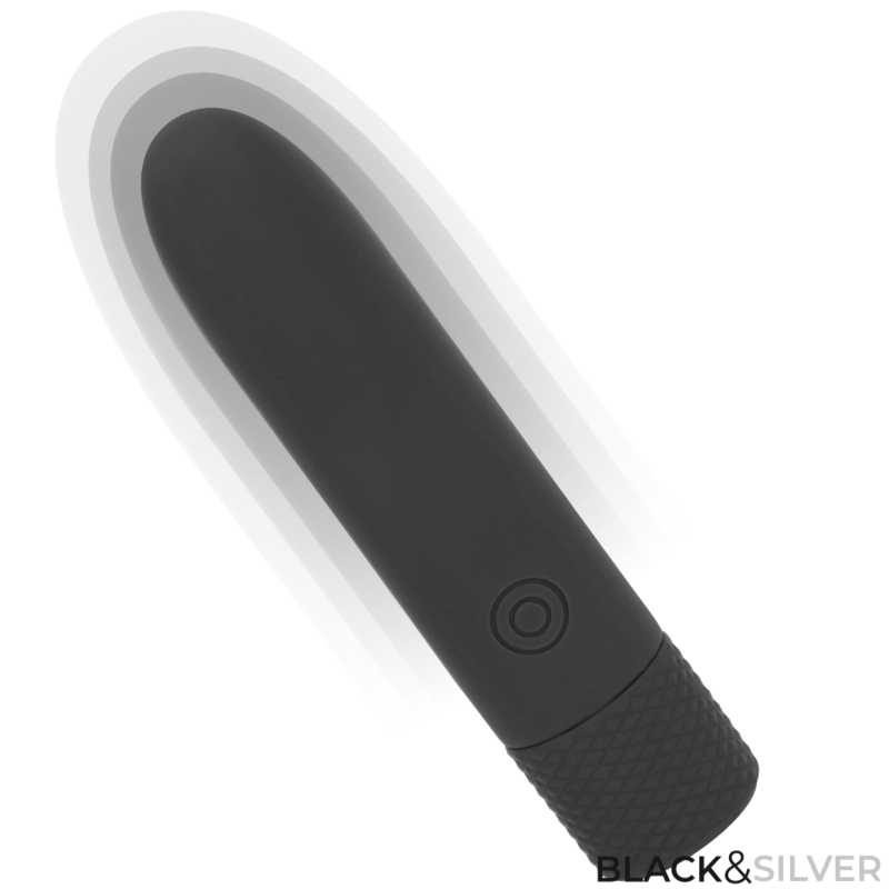 BLACK &amp; SILVER - GERI RECHARGEABLE VIBRATING BULLET USB 8 VIBRATIONS BLACK 10 X 2.2 CM