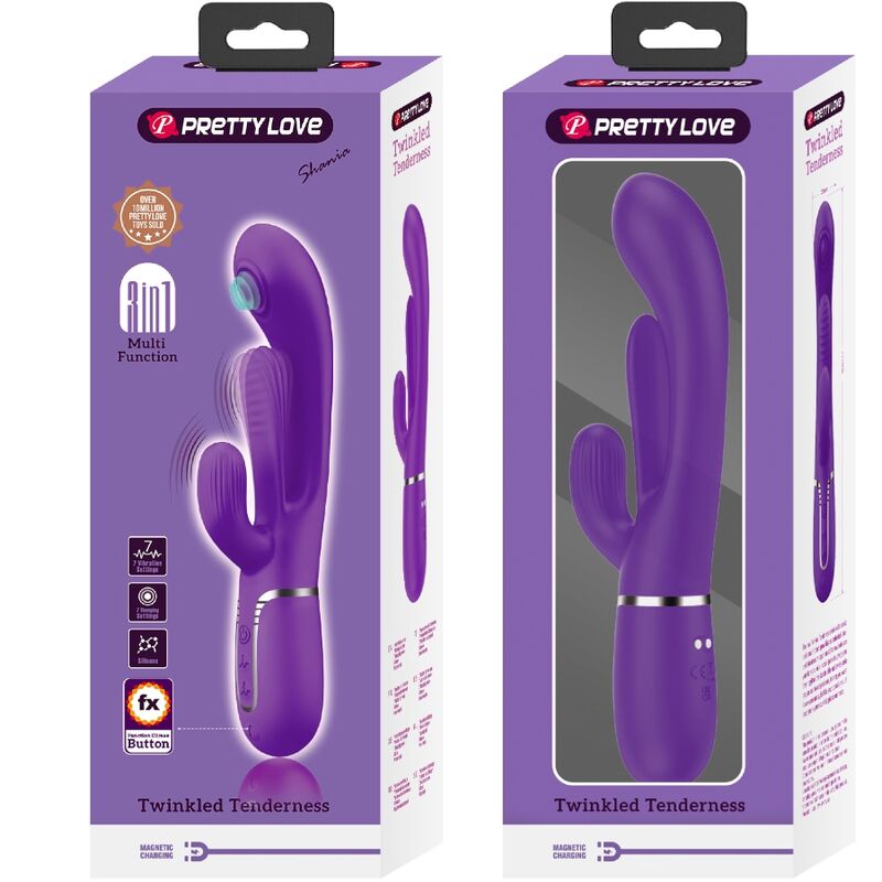 Shania Triple Rabbit Multi-Function Vibrator Purple