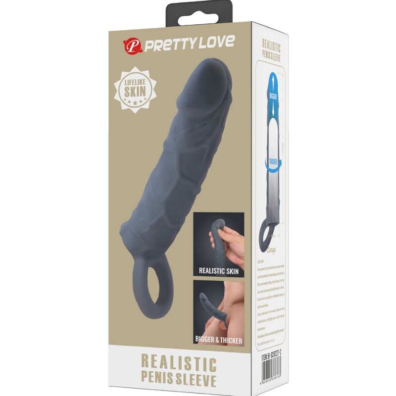 Dark Grey Realistic Skin Penis Sleeve