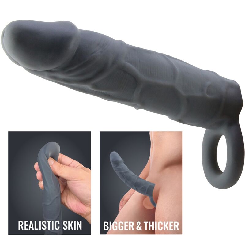 Dark Grey Realistic Skin Penis Sleeve