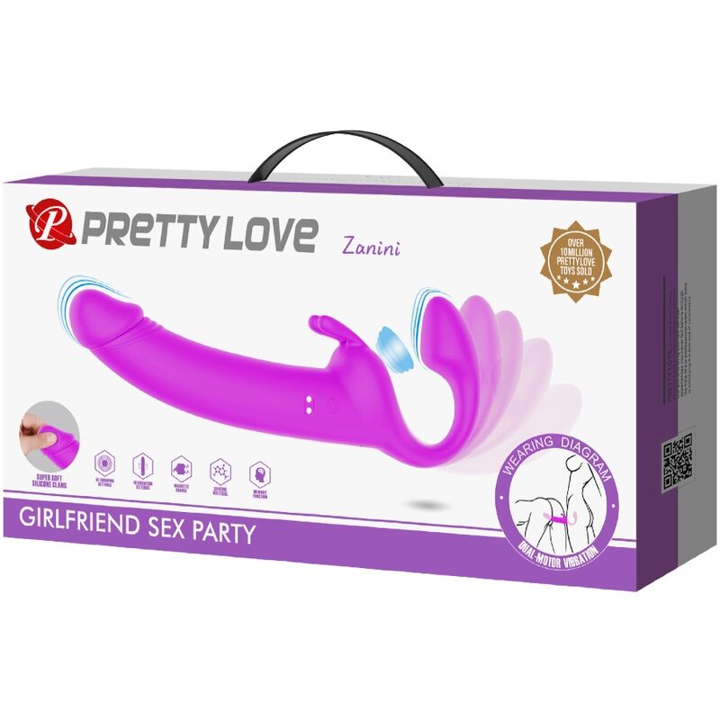 Zanini strapless strap-on 10 vibrations purple