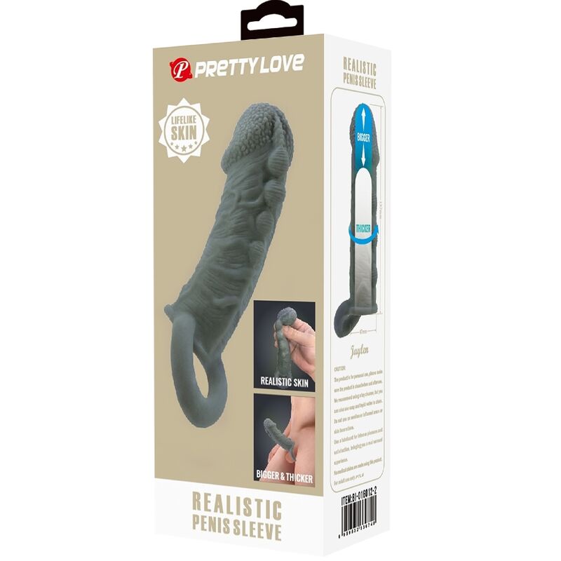 Realistic Penis Enlarger and Delay Sleeve Grey