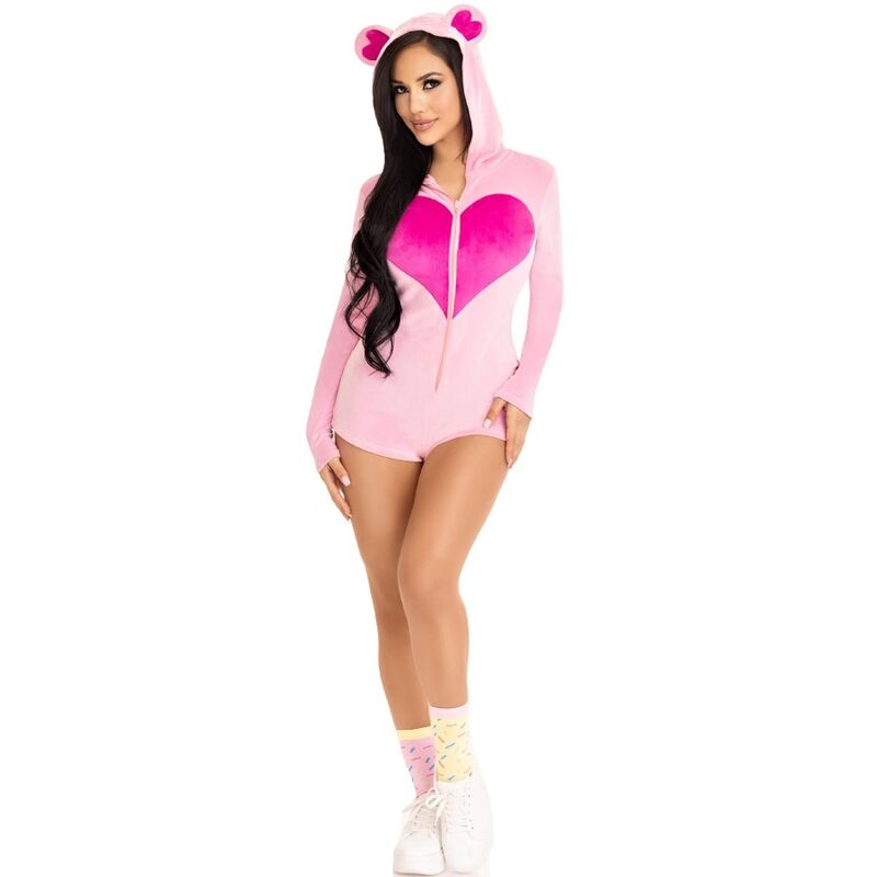 Pink teddy bear velvet bodysuit s